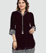 Black plain georgette short-kurtis