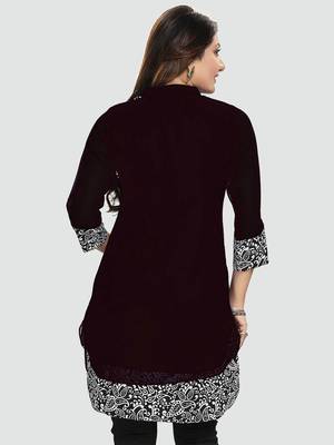 Black plain georgette short-kurtis 3