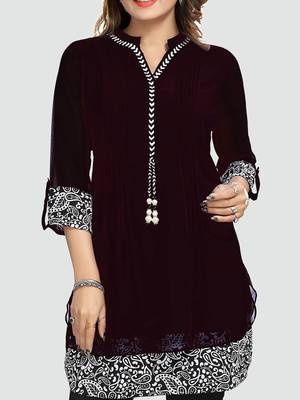 Black plain georgette short-kurtis 4