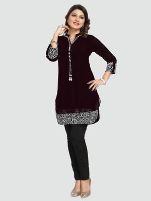 Black plain georgette short-kurtis 5