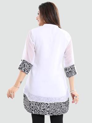White plain georgette short-kurtis 3