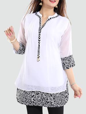 White plain georgette short-kurtis 4