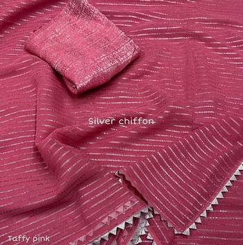 Pink Woven Chiffon Saree With Blouse 3