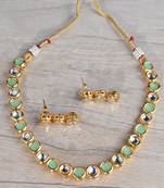 Kundan and Parrot Stone Embellished Necklace Set FNN301