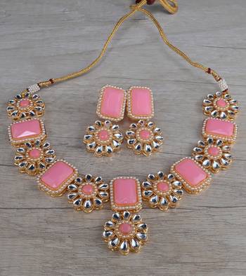 Kundan and Stone Embellished Designer Necklace Set FNN306 1