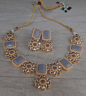 Kundan and Stone Embellished Designer Necklace Set FNN309 1