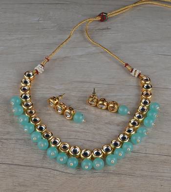 Kundan and Stone Embellished Necklace Set FNN311 1