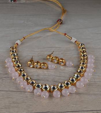 Kundan and Stone Embellished Necklace Set FNN312 1