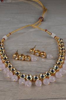 Kundan and Stone Embellished Necklace Set FNN312