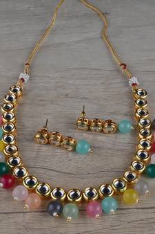 Kundan and Stone Embellished Necklace Set FNN315