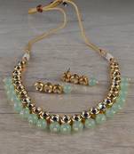 Kundan and Parrot Stone Embellished Necklace Set FNN317