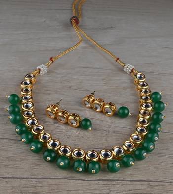 Kundan and Stone Embellished Necklace Set FNN318 1