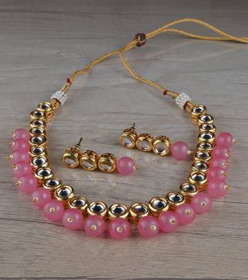 Kundan and Stone Embellished Necklace Set FNN319 1