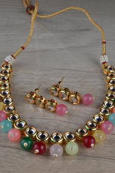 Kundan and Stone Embellished Necklace Set FNN320