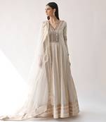 Ivory Hand Embroidered Kalidar Anarkali Set