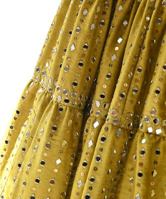 Olive Yellow Embroidered Lehenga Set 7