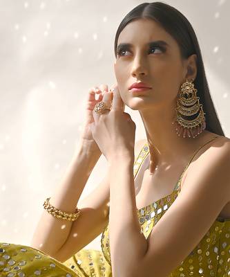 Olive Yellow Embroidered Lehenga Set 8