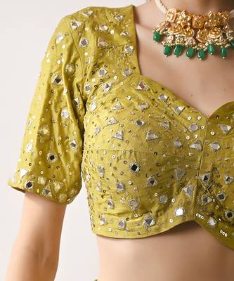 Olive Silk MIrror Sequin Lehenga Set 6