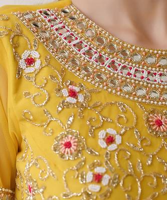 Yellow Hand Embroidered Anarkali Set 8