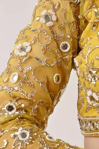 Yellow Hand Embroidered Lehenga Set