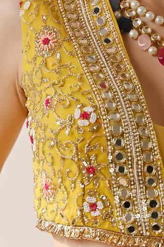 Yellow Chanderi Silk & Organza Sharara Set