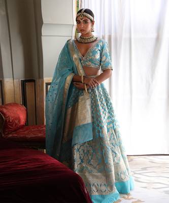 Blue Banarasi Lehenga  5
