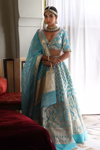 Blue Banarasi Lehenga 