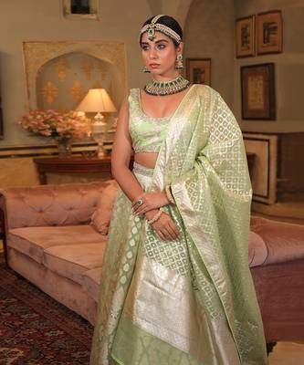 Mint Green Embroidered Lehenga Set 5