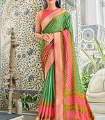   light green printed brasso saree with blouse