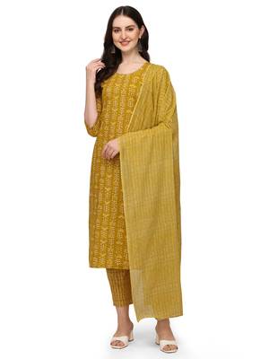 Yellow floral print cotton salwar 1