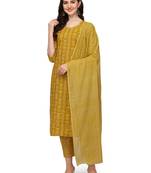 Yellow floral print cotton salwar
