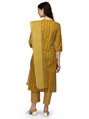Yellow floral print cotton salwar 3