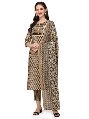 Beige floral print cotton salwar 1