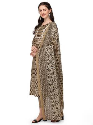 Beige floral print cotton salwar 2
