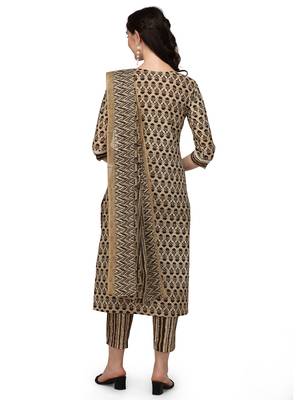 Beige floral print cotton salwar 3