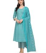 Light-blue
 floral print cotton salwar