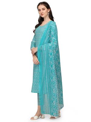 Light-blue
 floral print cotton salwar 2