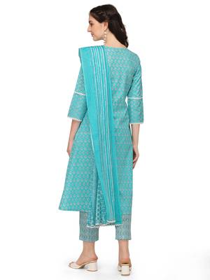 Light-blue
 floral print cotton salwar 3
