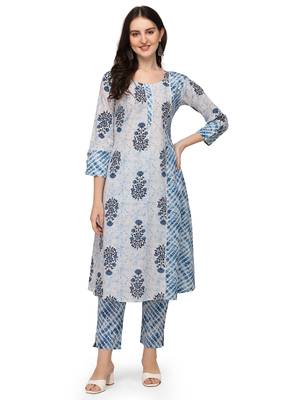Light-blue floral print cotton salwar 1