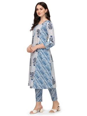 Light-blue floral print cotton salwar 2