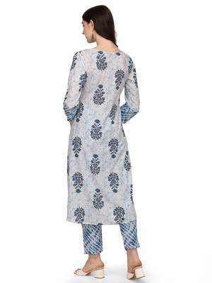 Light-blue floral print cotton salwar 3
