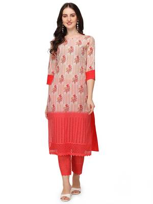 Cream floral print cotton salwar 1