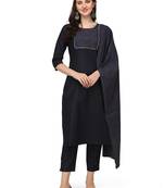 Dark-blue gotta patti cotton salwar