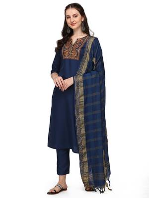 Blue
 embroidered cotton salwar 1