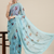 VASTRANAND Blue printed Embroidered Saree
