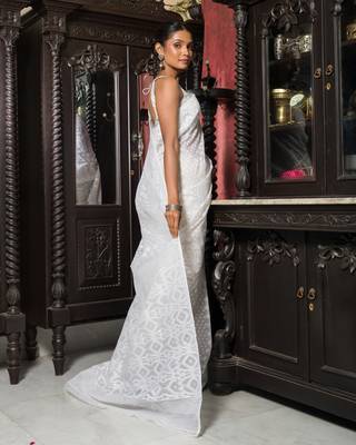 White Weaved Jamdani With White Thread 2