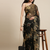 VASTRANAND Black Kalamkari Beads and Stones printed Print Organza Saree
