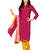 Magenta Embroidered Chanderi unstitched salwar with dupatta
