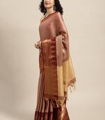 VASTRANAND Maroon & Golden Woven Design Banarasi Saree