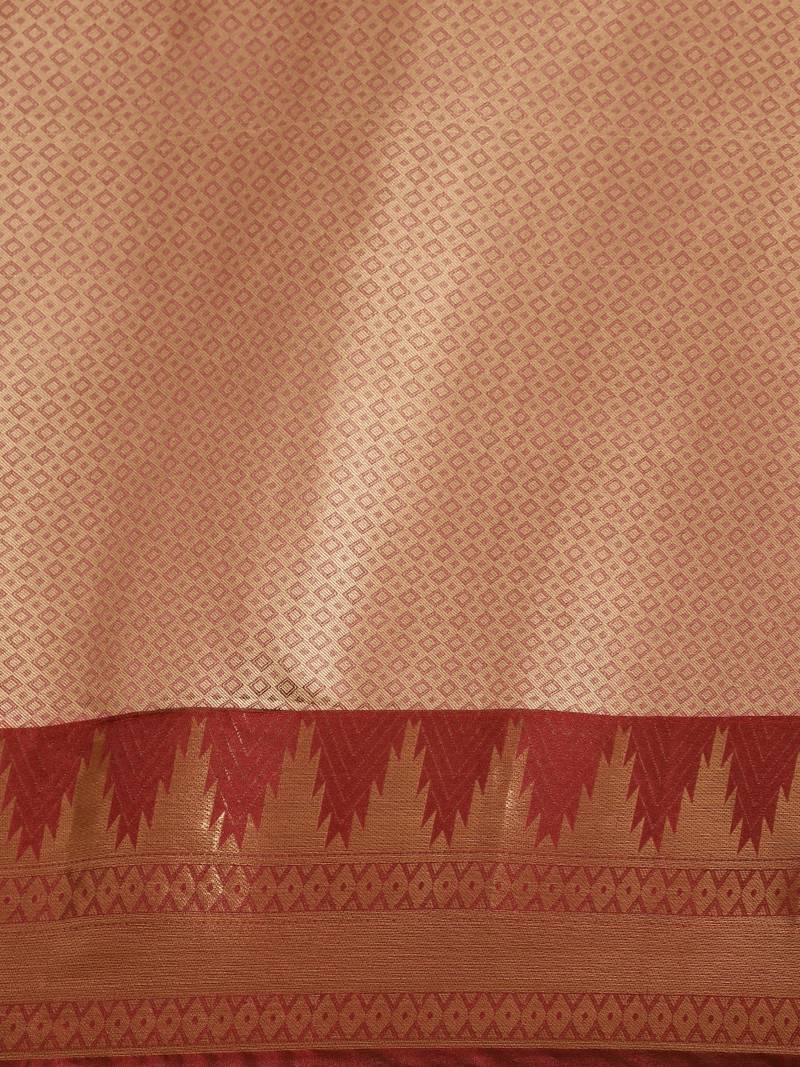VASTRANAND Maroon & Golden Woven Design Banarasi Saree